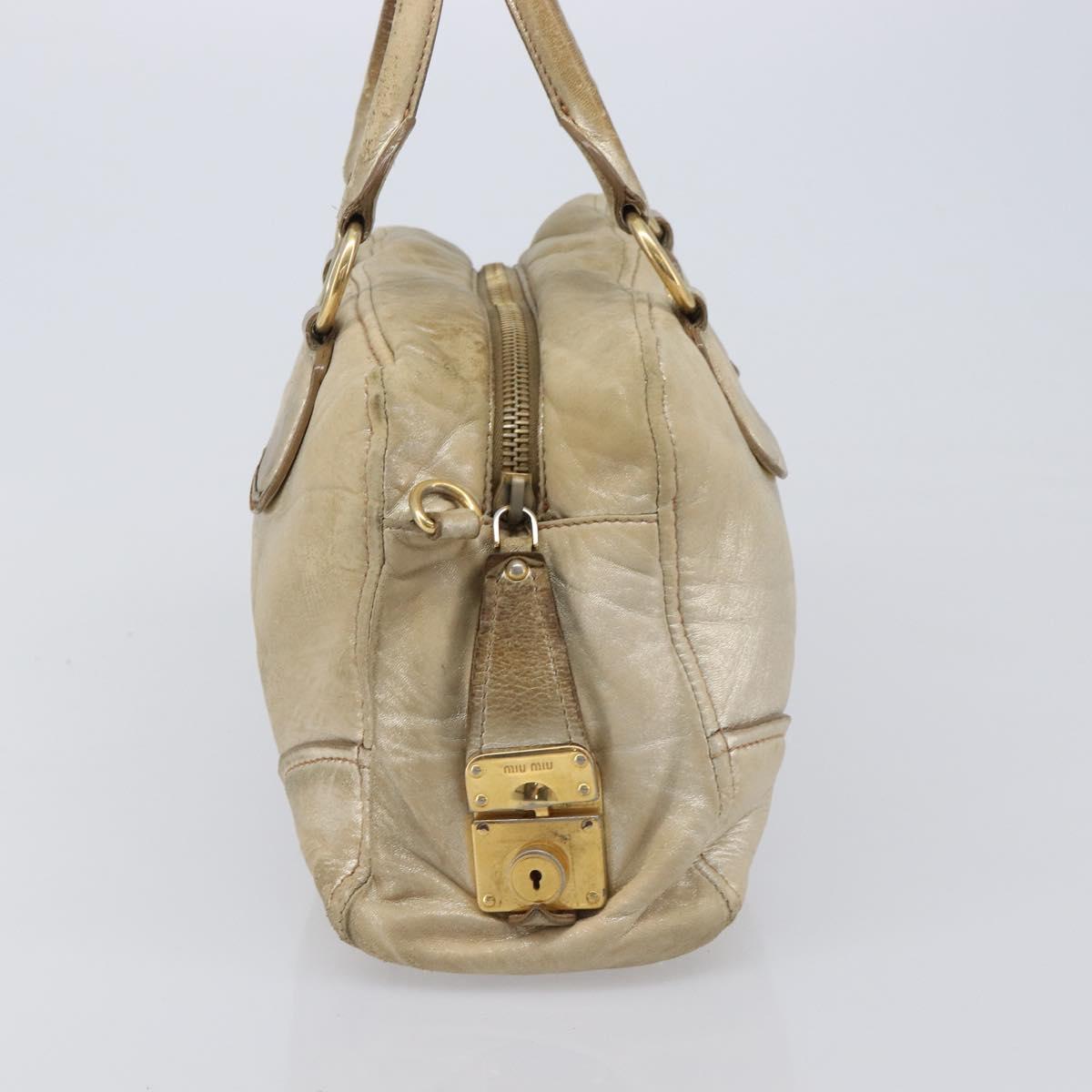 Miu Miu Hand Bag Leather Gold Auth 205996