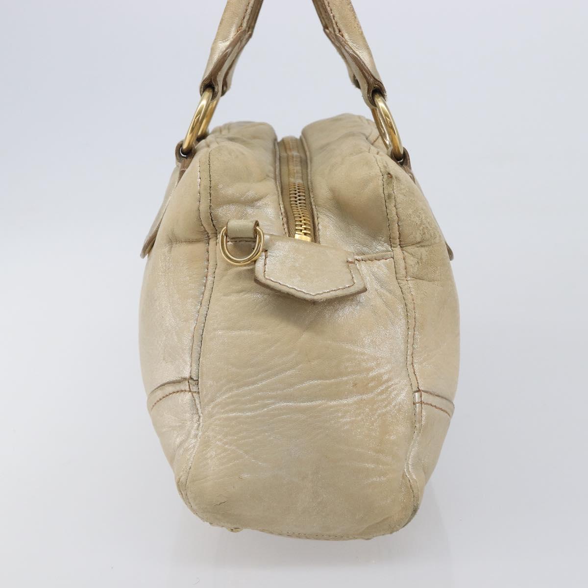 Miu Miu Hand Bag Leather Gold Auth 205996