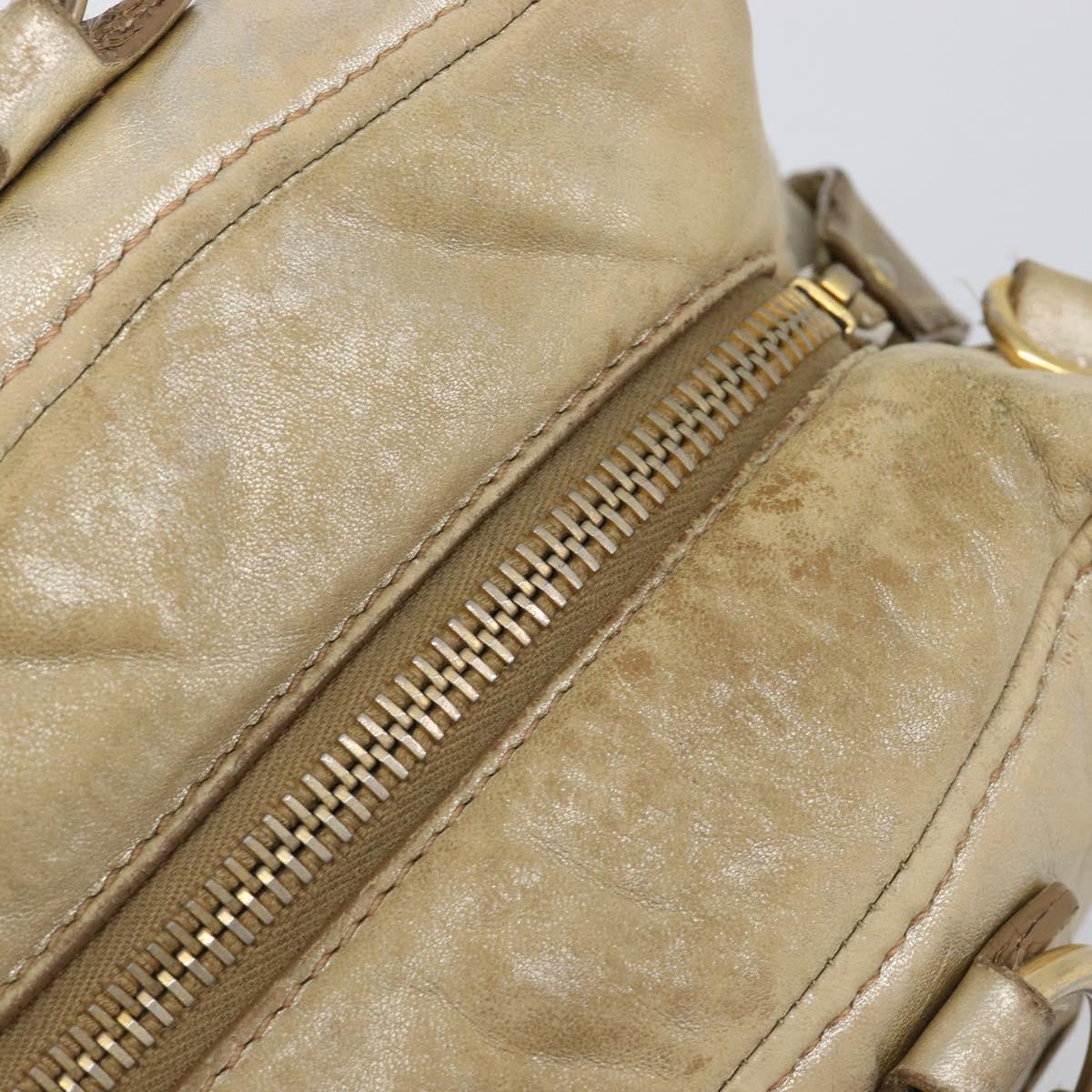 Miu Miu Hand Bag Leather Gold Auth 205996