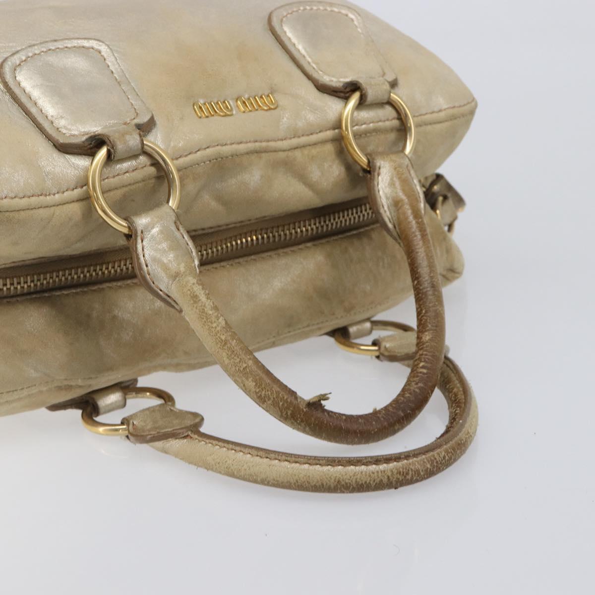 Miu Miu Hand Bag Leather Gold Auth 205996