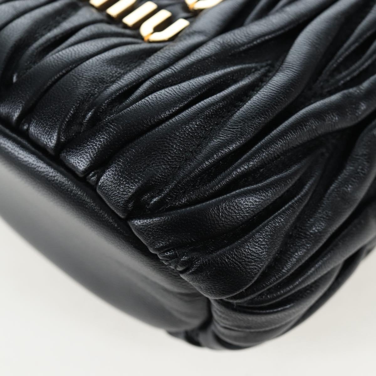 Miu Miu Matelasse Shoulder Bag Leather 2way Black Gold Auth 205997M