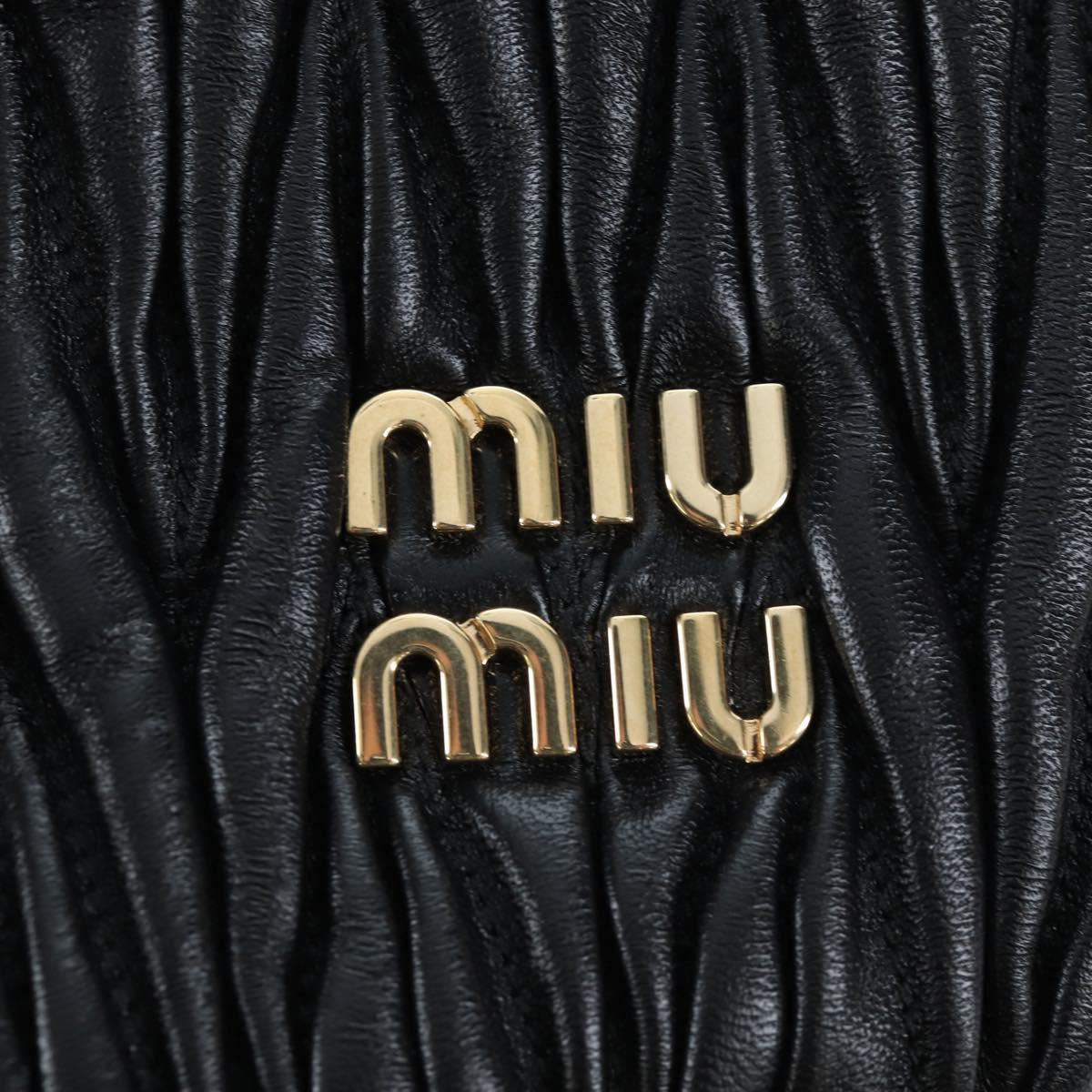 Miu Miu Matelasse Shoulder Bag Leather 2way Black Gold Auth 205997M