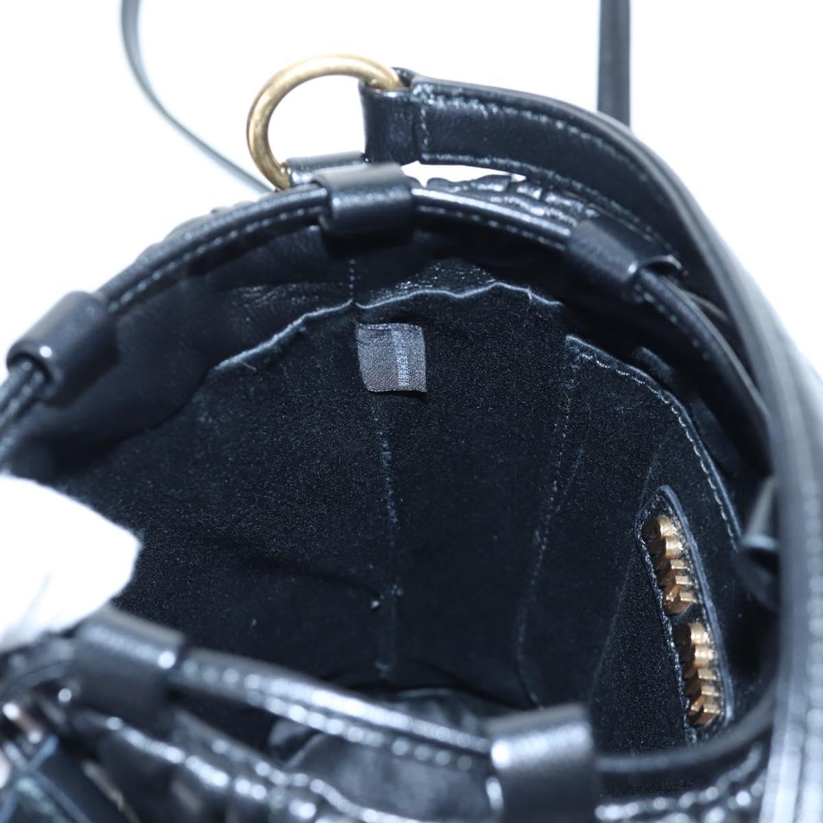 Miu Miu Matelasse Shoulder Bag Leather 2way Black Gold Auth 205997M