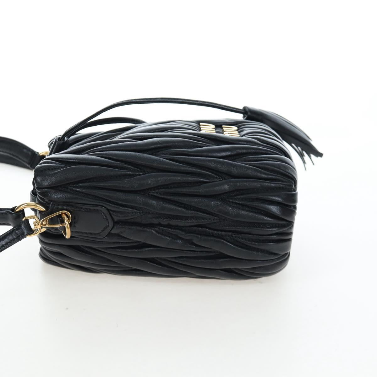 Miu Miu Matelasse Shoulder Bag Leather 2way Black Gold Auth 205997M