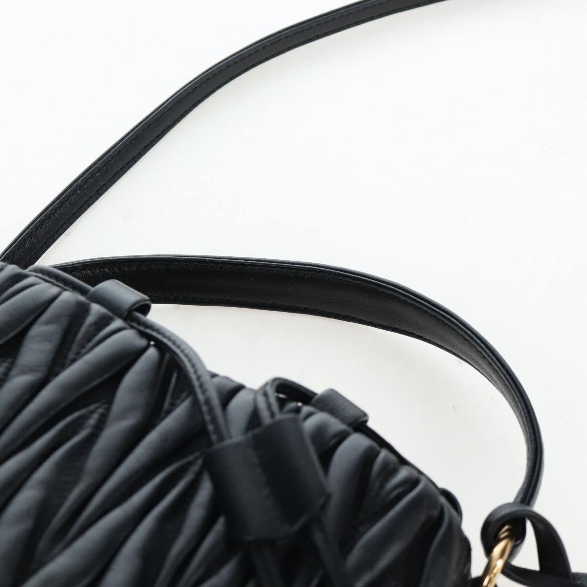 Miu Miu Matelasse Shoulder Bag Leather 2way Black Gold Auth 205997M