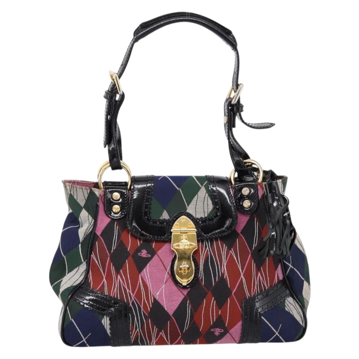 Vivienne Westwood Shoulder Bag Canvas Multicolor Gold Auth 205998V