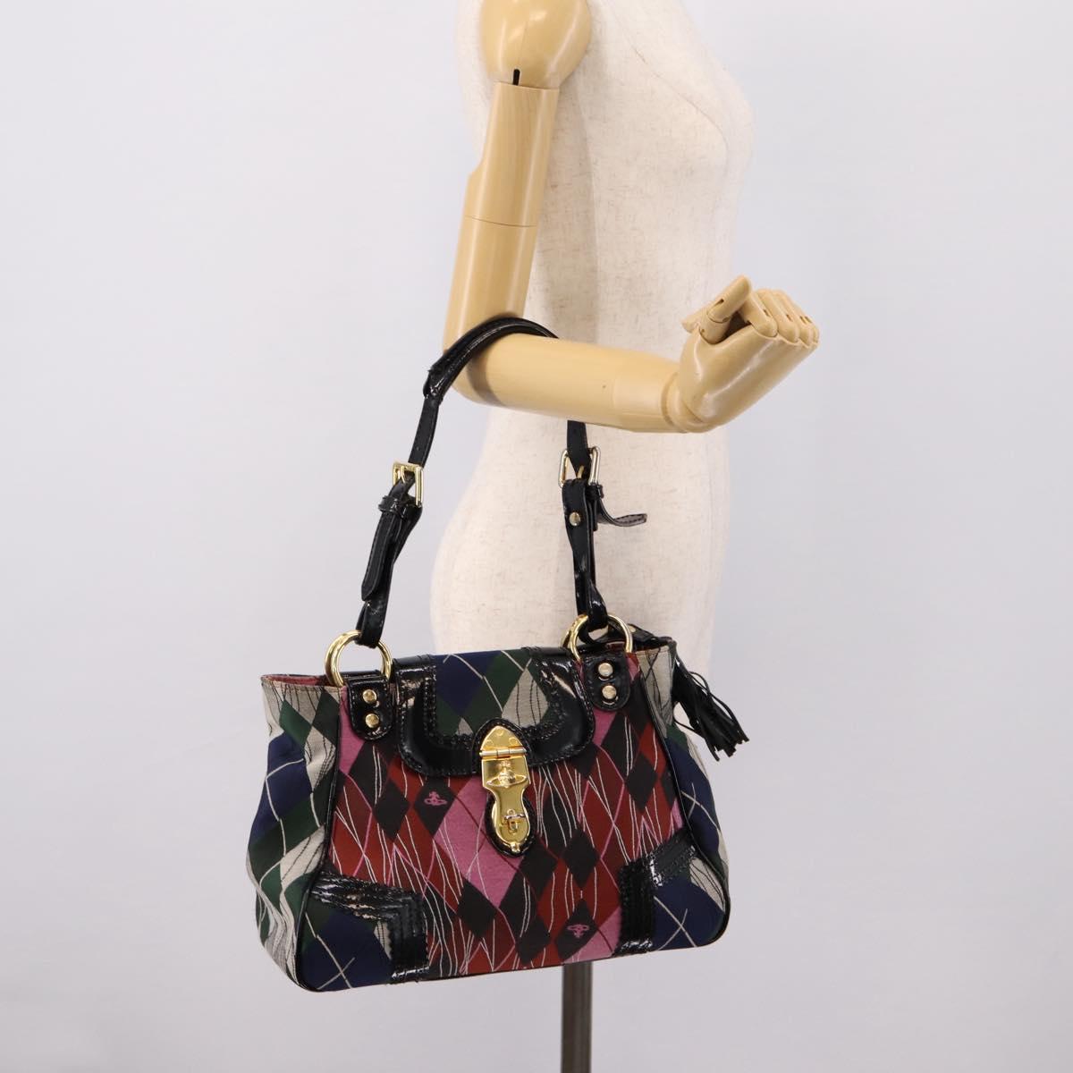 Vivienne Westwood Shoulder Bag Canvas Multicolor Gold Auth 205998V