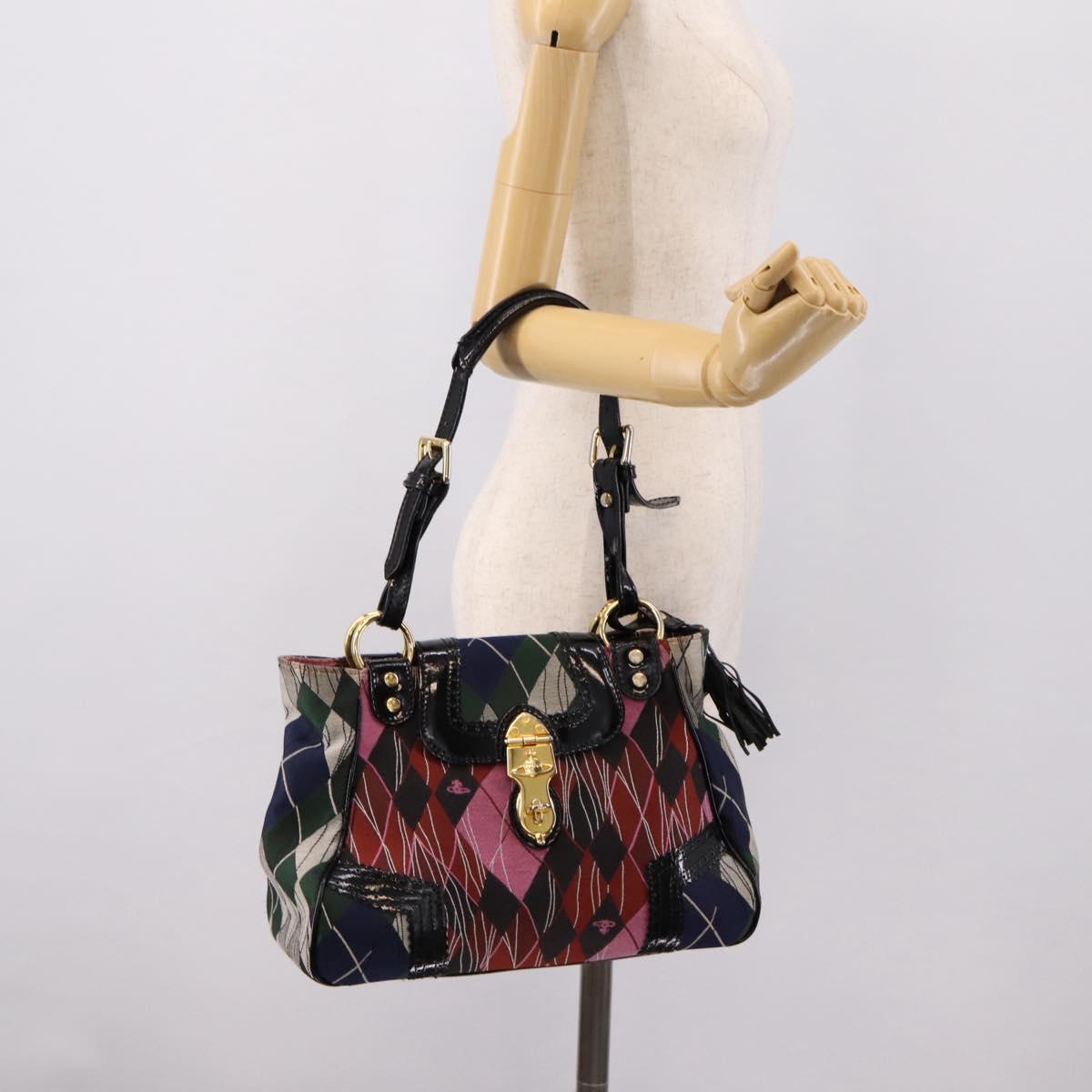 Vivienne Westwood Shoulder Bag Canvas Multicolor Gold Auth 205998V