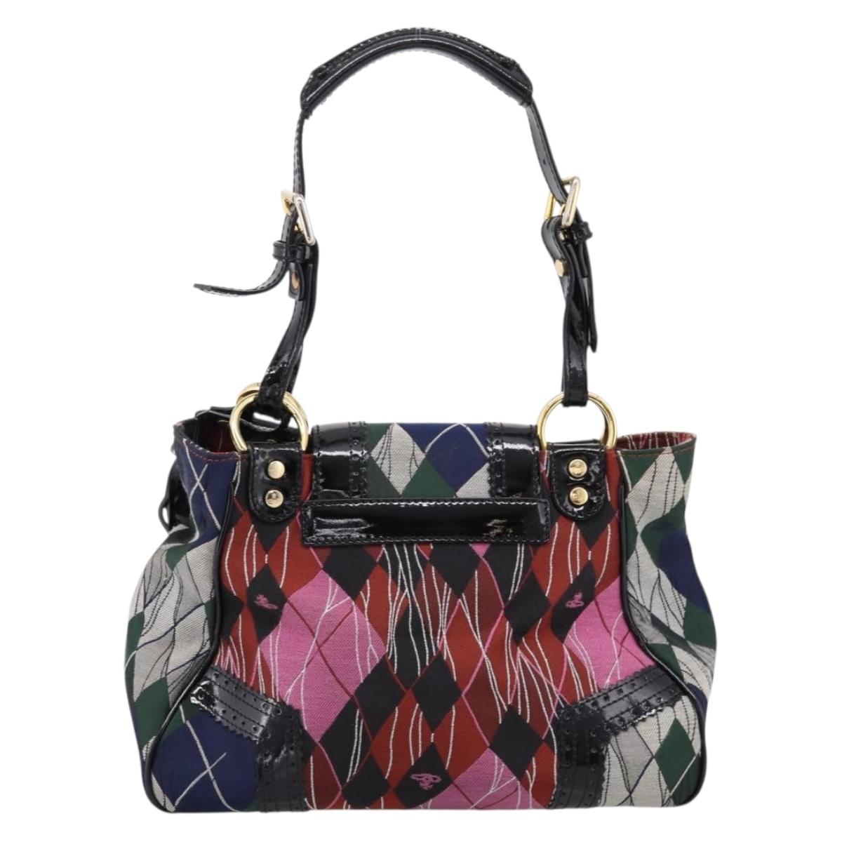 Vivienne Westwood Shoulder Bag Canvas Multicolor Gold Auth 205998V