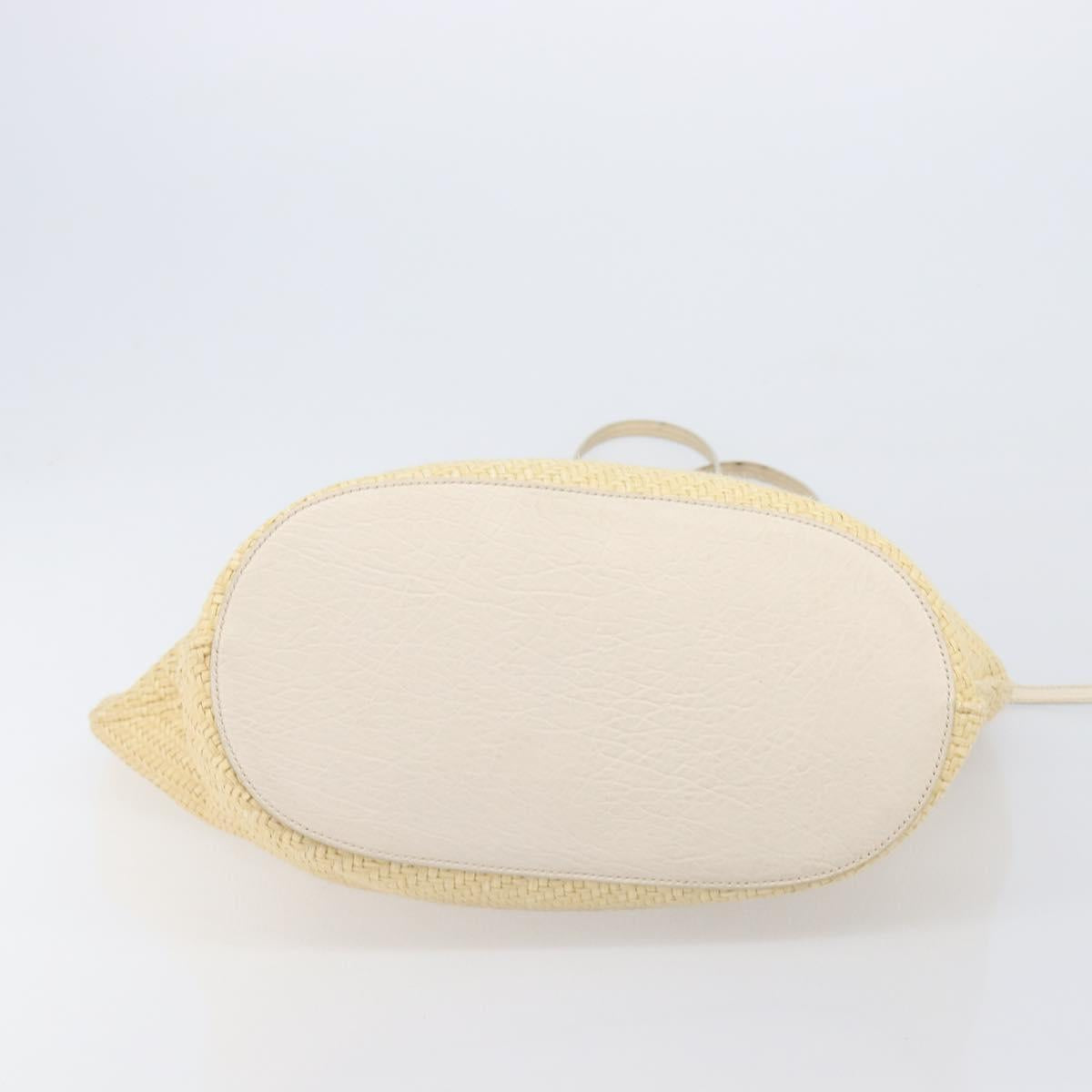 Miu Miu Tote Bag Raffia Beige Gold Auth 205999A