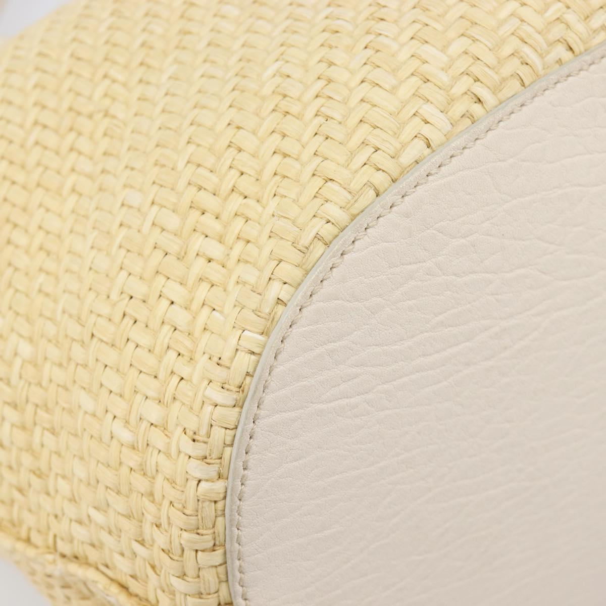 Miu Miu Tote Bag Raffia Beige Gold Auth 205999A