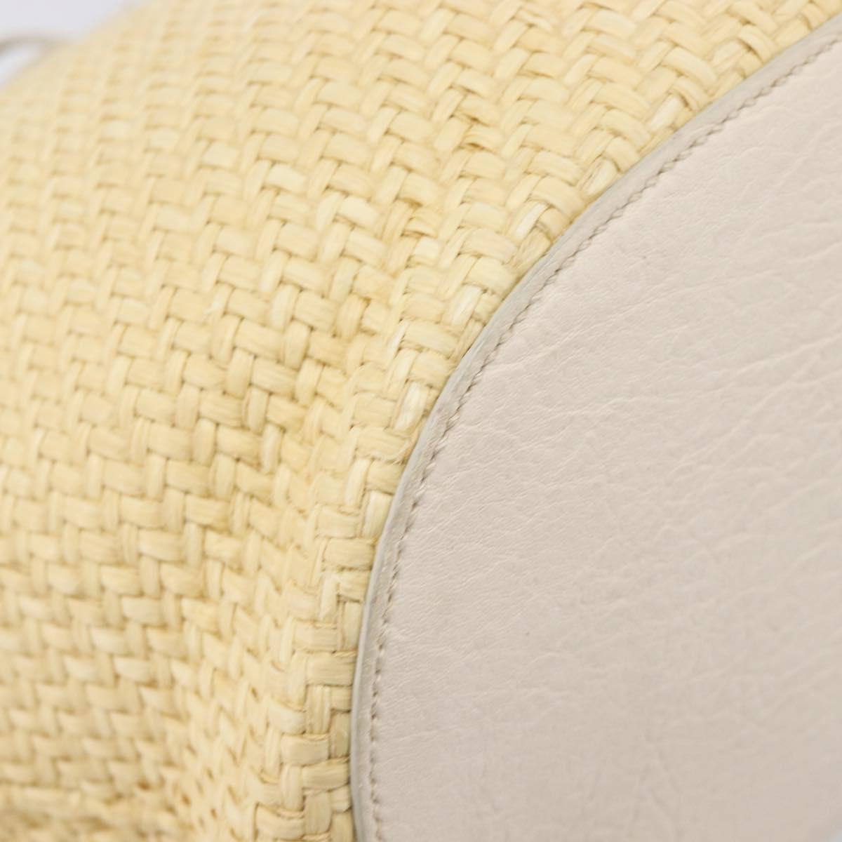 Miu Miu Tote Bag Raffia Beige Gold Auth 205999A