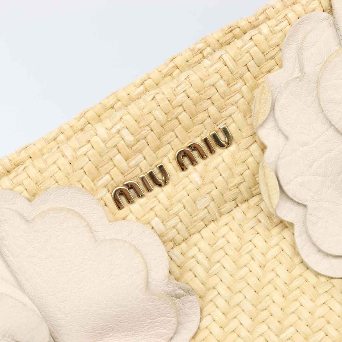 Miu Miu Tote Bag Raffia Beige Gold Auth 205999A