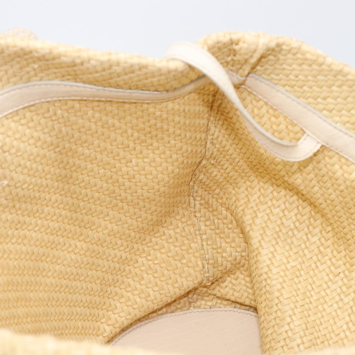 Miu Miu Tote Bag Raffia Beige Gold Auth 205999A