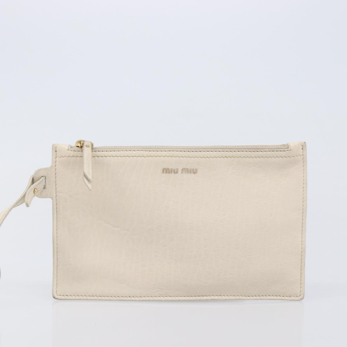 Miu Miu Tote Bag Raffia Beige Gold Auth 205999A