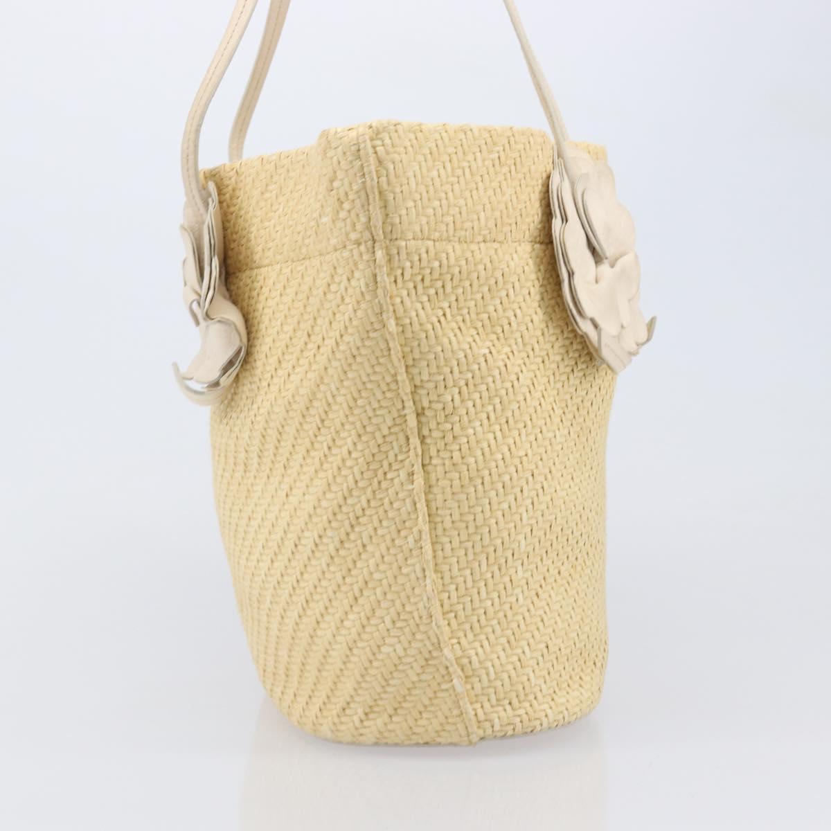 Miu Miu Tote Bag Raffia Beige Gold Auth 205999A