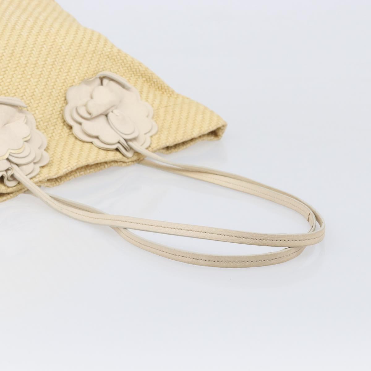 Miu Miu Tote Bag Raffia Beige Gold Auth 205999A