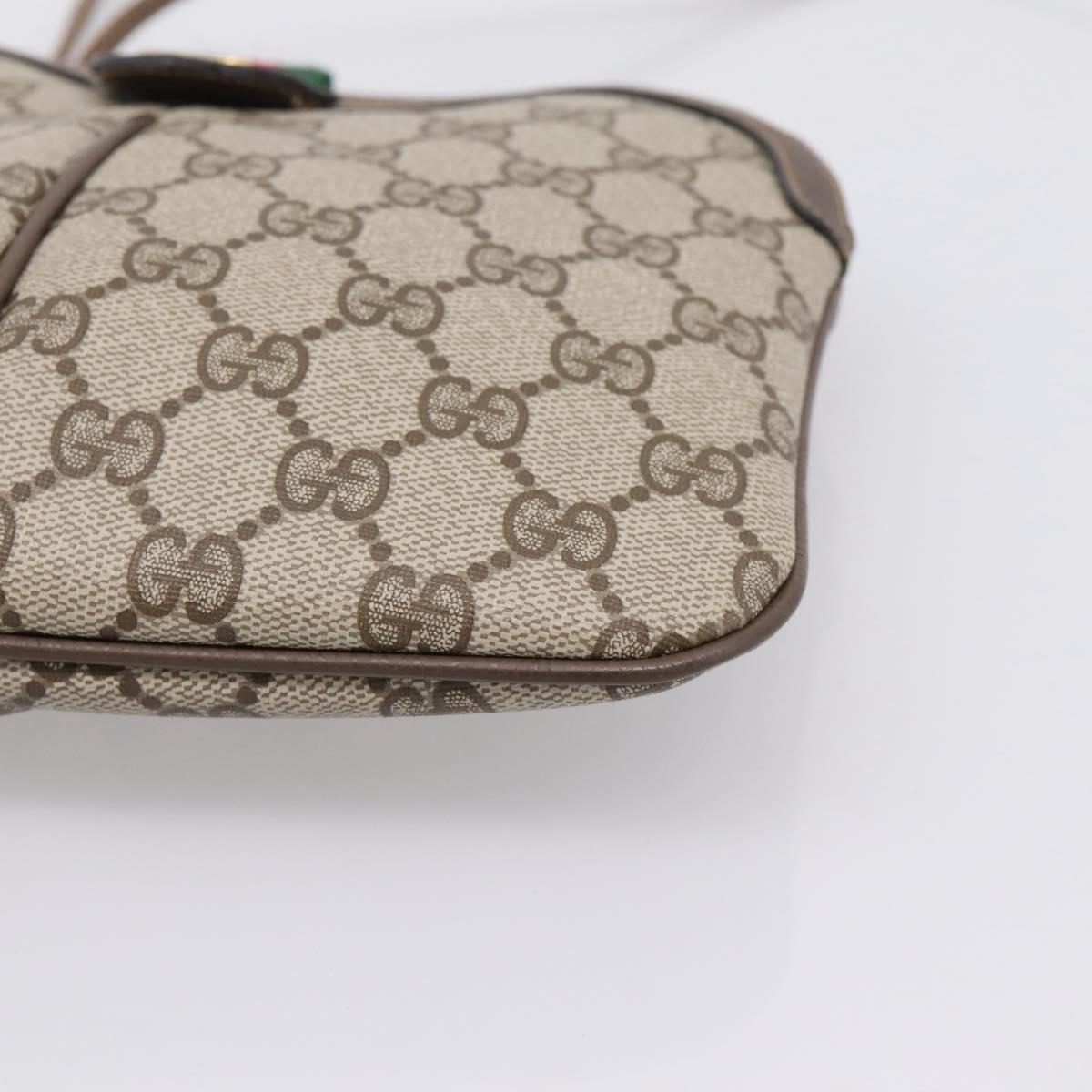 GUCCI GG Supreme Web Sherry Line Bag PVC Beige Gold 904 02 047 Auth 206000