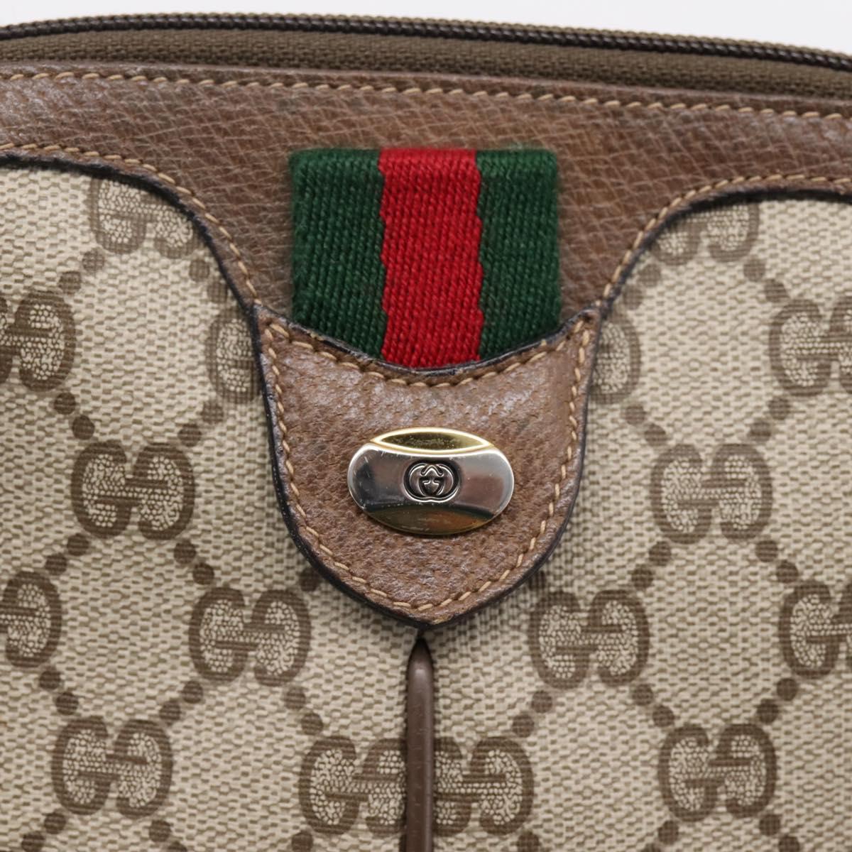 GUCCI GG Supreme Web Sherry Line Bag PVC Beige Gold 904 02 047 Auth 206000