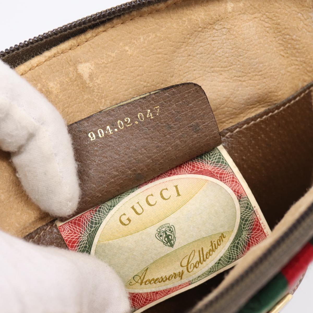 GUCCI GG Supreme Web Sherry Line Bag PVC Beige Gold 904 02 047 Auth 206000