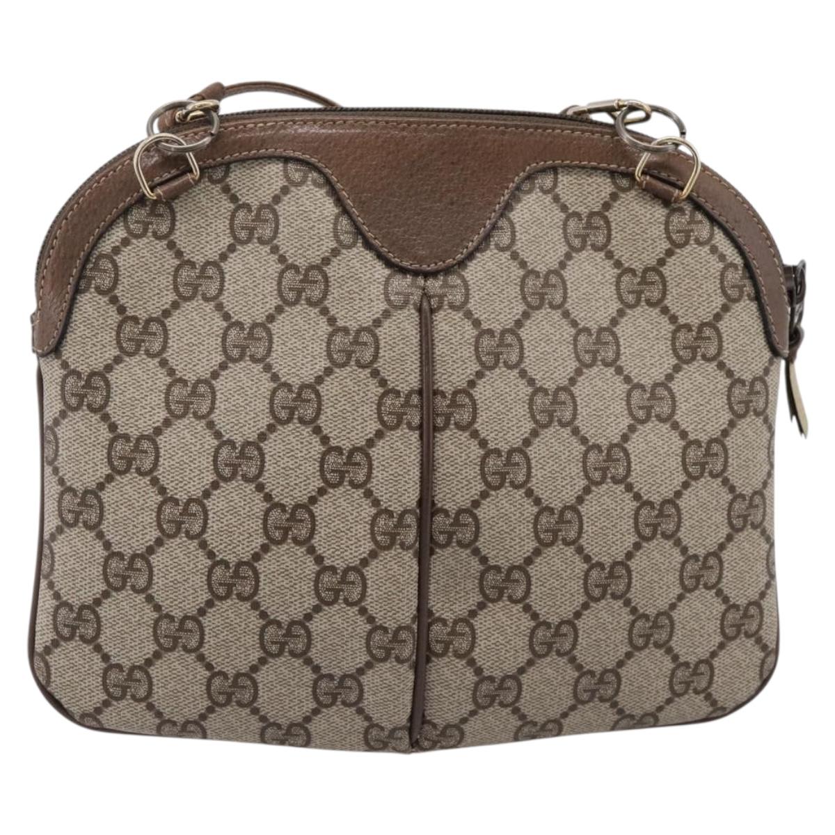 GUCCI GG Supreme Web Sherry Line Bag PVC Beige Gold 904 02 047 Auth 206000