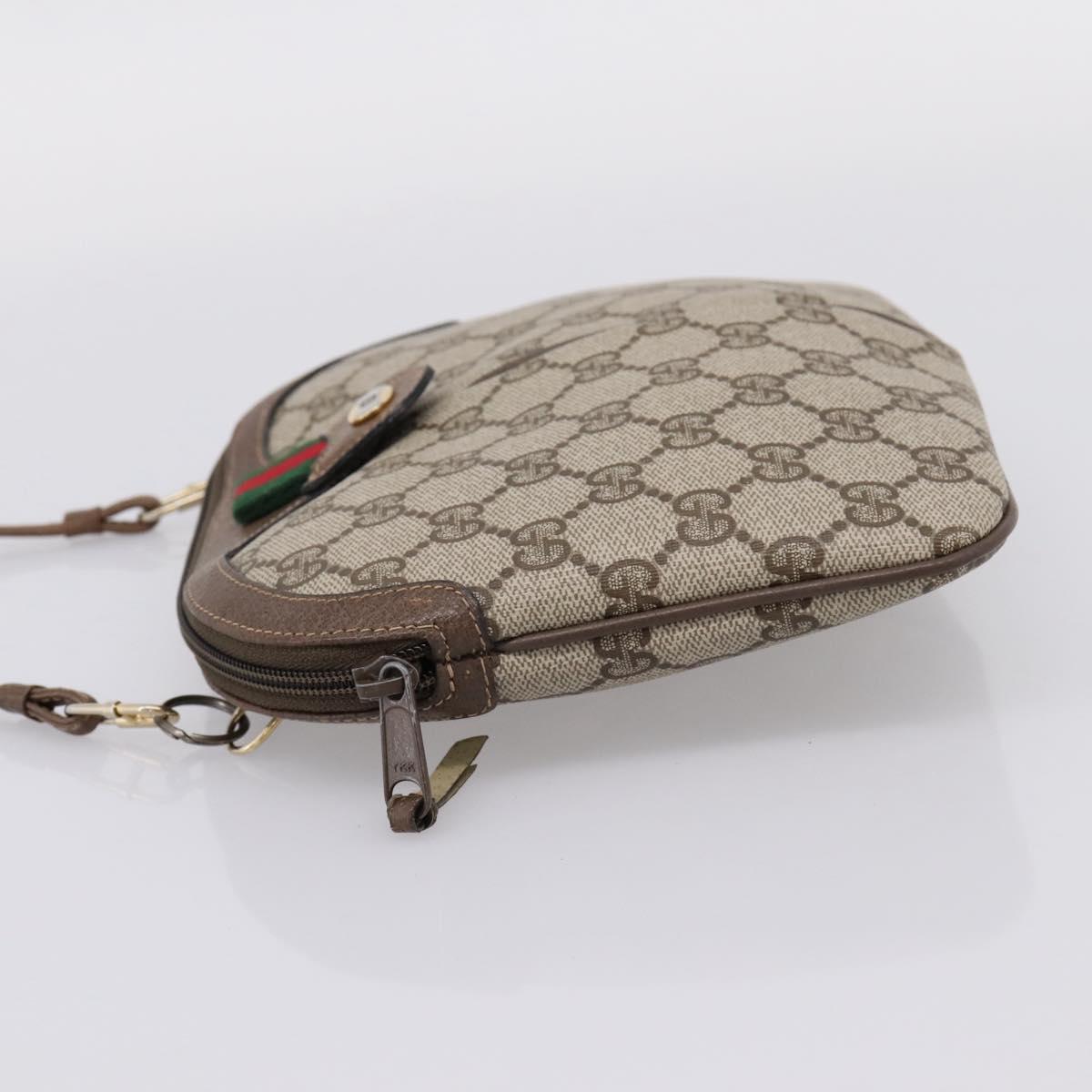 GUCCI GG Supreme Web Sherry Line Bag PVC Beige Gold 904 02 047 Auth 206000