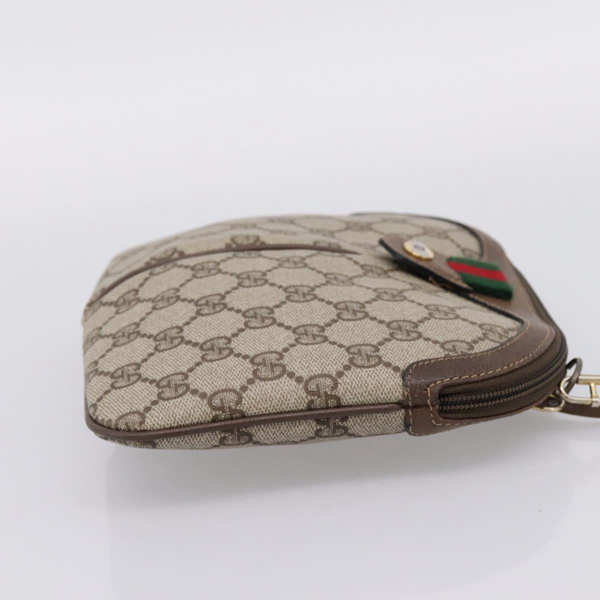 GUCCI GG Supreme Web Sherry Line Bag PVC Beige Gold 904 02 047 Auth 206000
