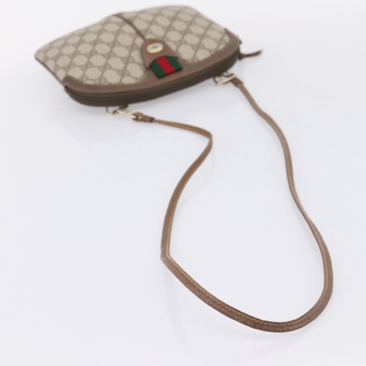 GUCCI GG Supreme Web Sherry Line Bag PVC Beige Gold 904 02 047 Auth 206000