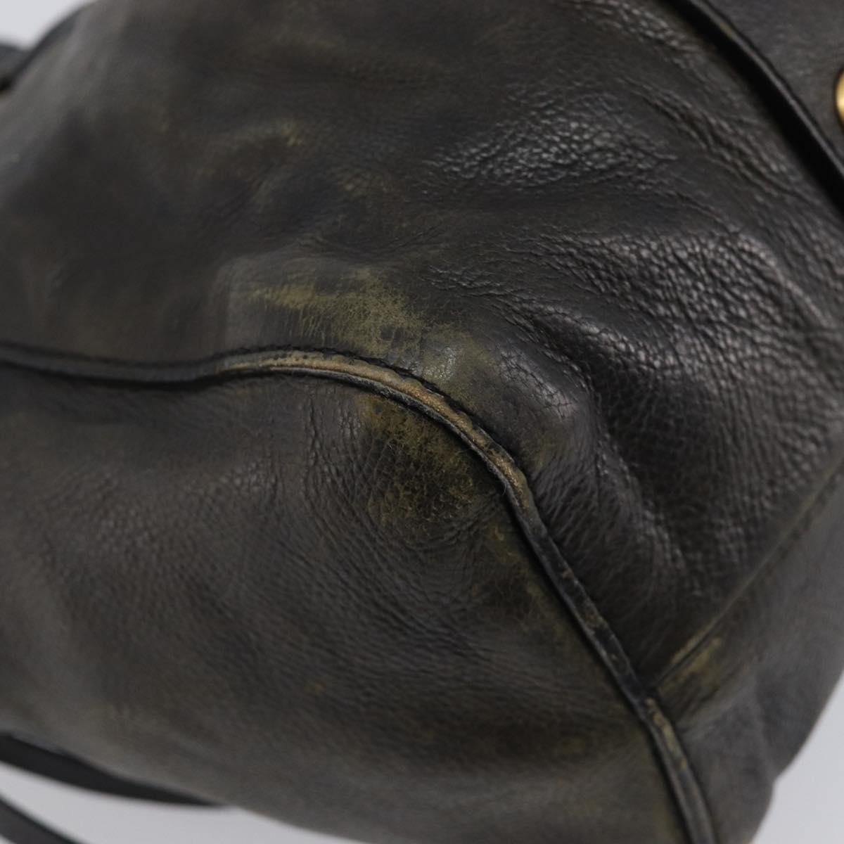 Miu Miu Hand Bag Vitellolux Black Gold Auth 206001A