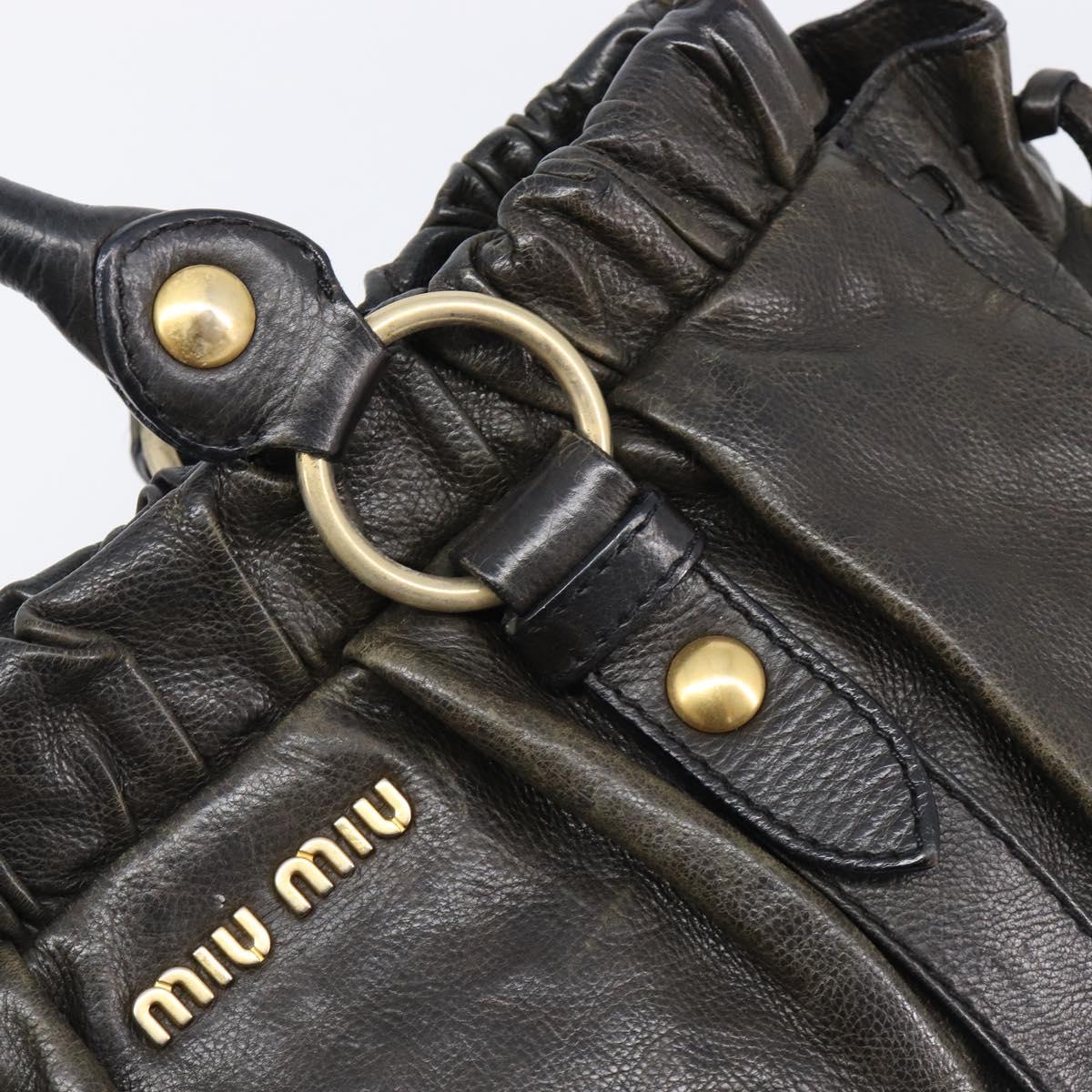 Miu Miu Hand Bag Vitellolux Black Gold Auth 206001A