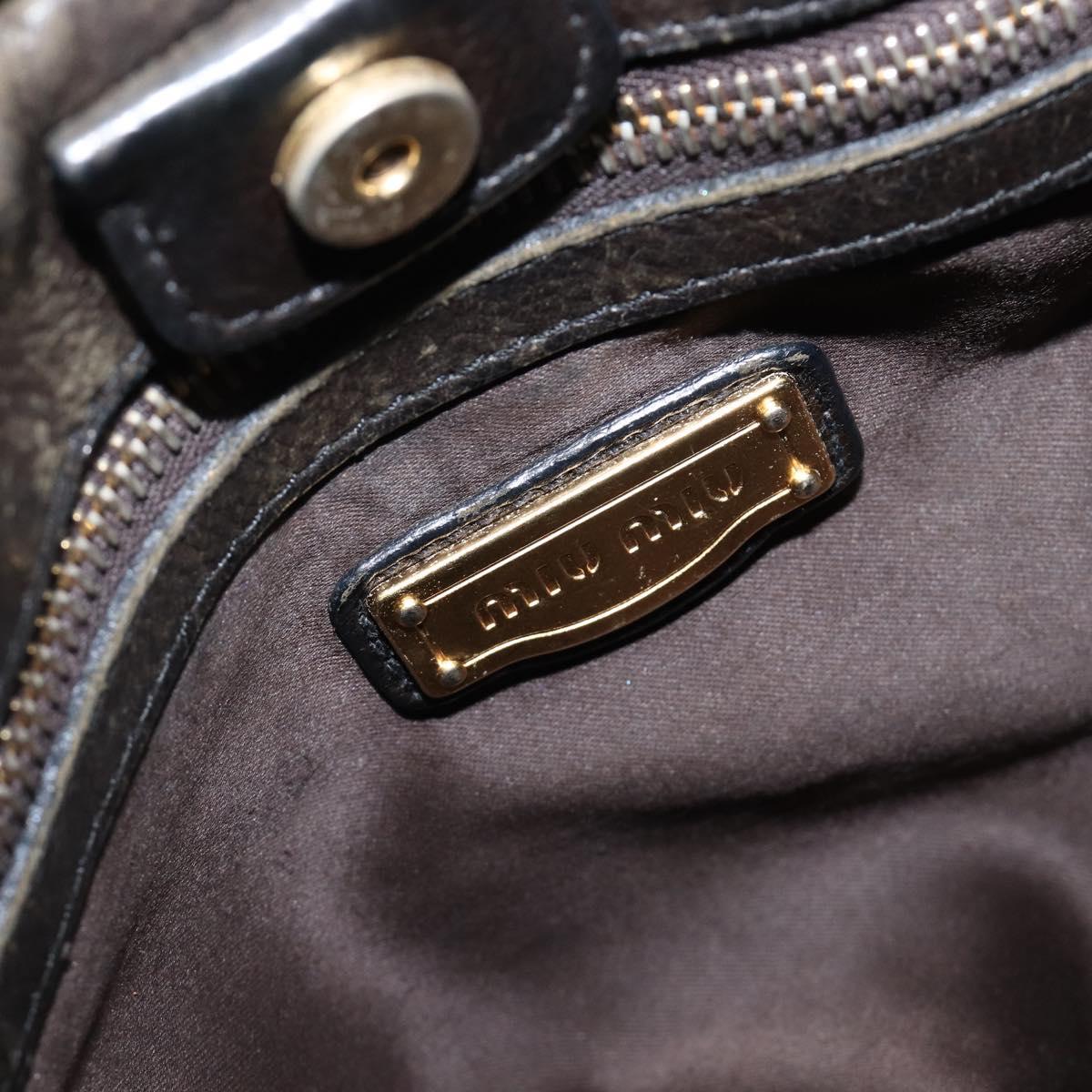 Miu Miu Hand Bag Vitellolux Black Gold Auth 206001A