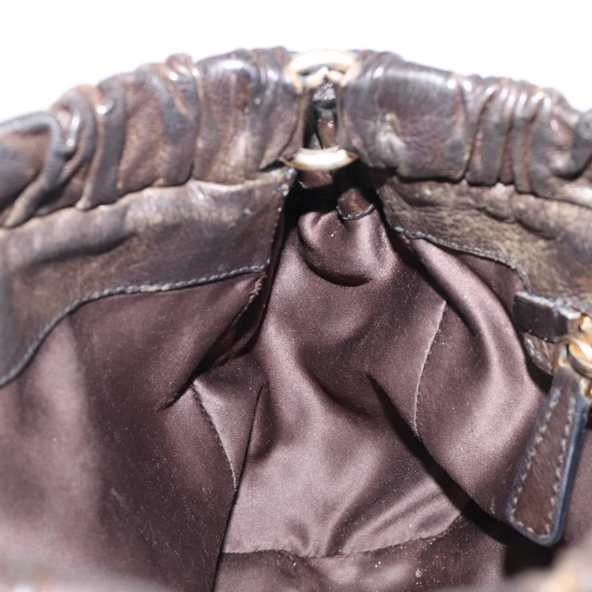 Miu Miu Hand Bag Vitellolux Black Gold Auth 206001A