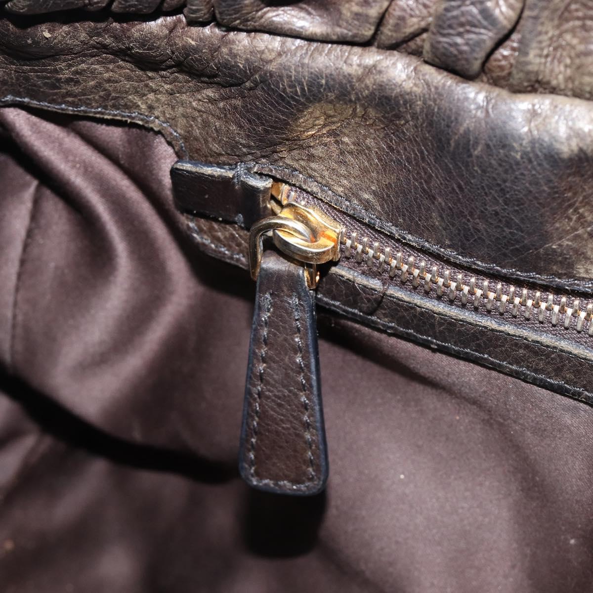 Miu Miu Hand Bag Vitellolux Black Gold Auth 206001A