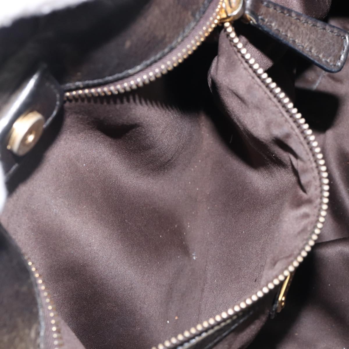 Miu Miu Hand Bag Vitellolux Black Gold Auth 206001A