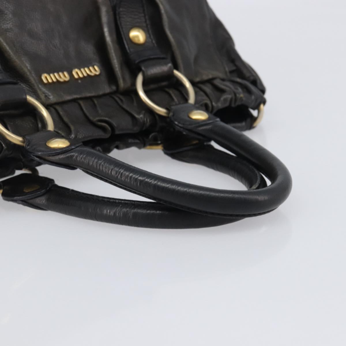 Miu Miu Hand Bag Vitellolux Black Gold Auth 206001A