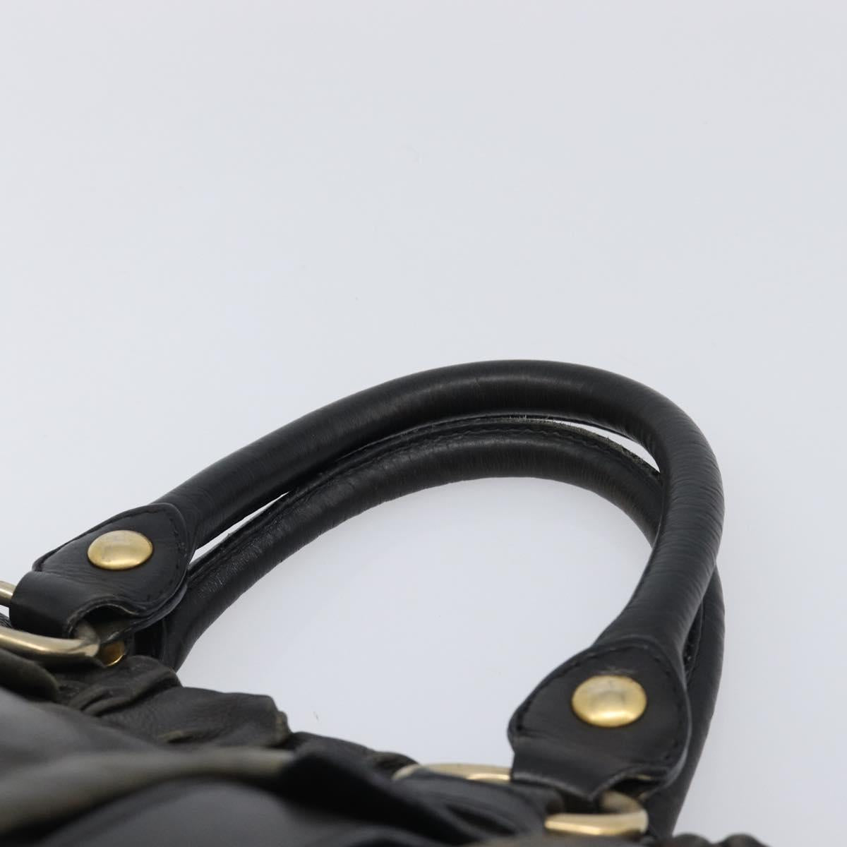 Miu Miu Hand Bag Vitellolux Black Gold Auth 206001A