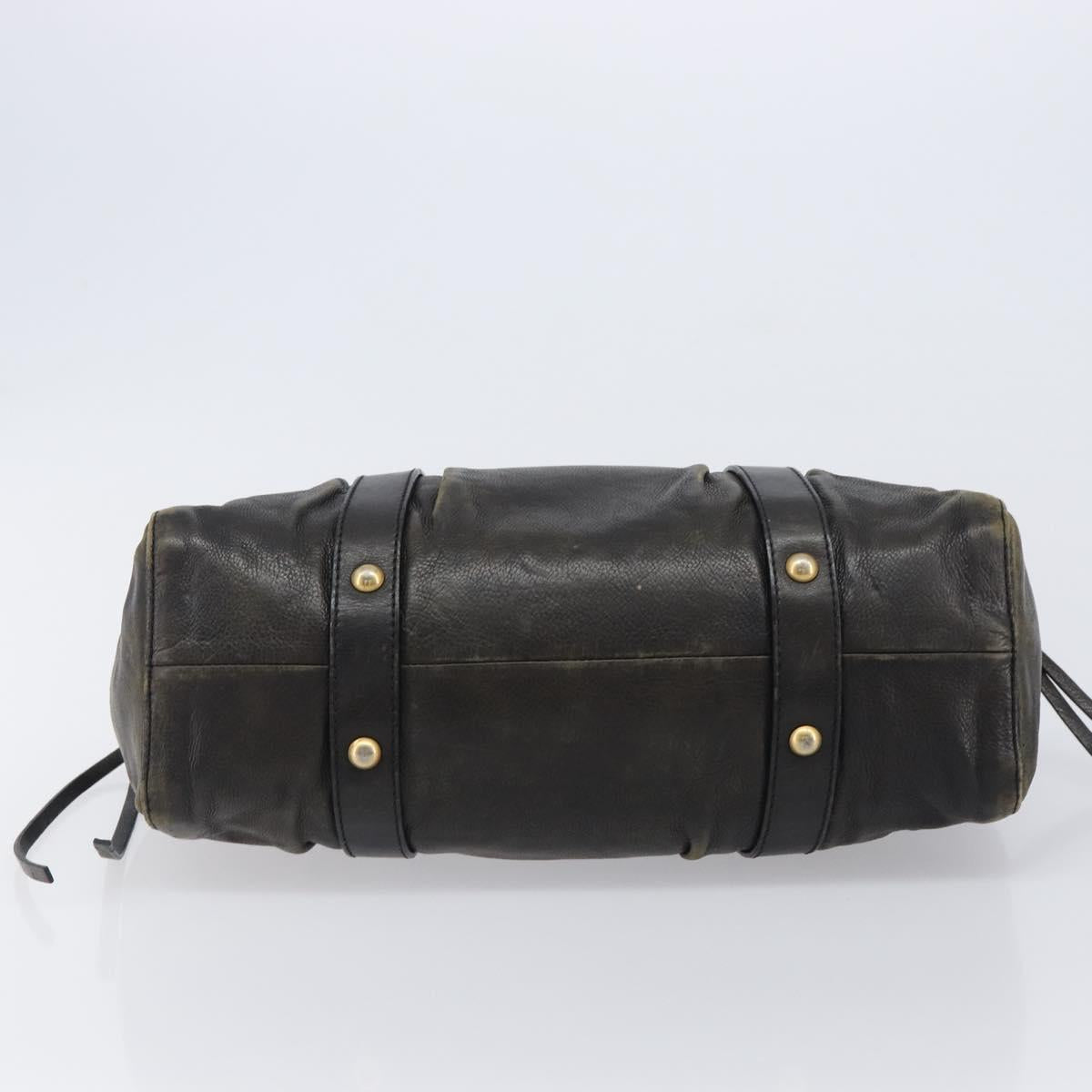 Miu Miu Hand Bag Vitellolux Black Gold Auth 206001A