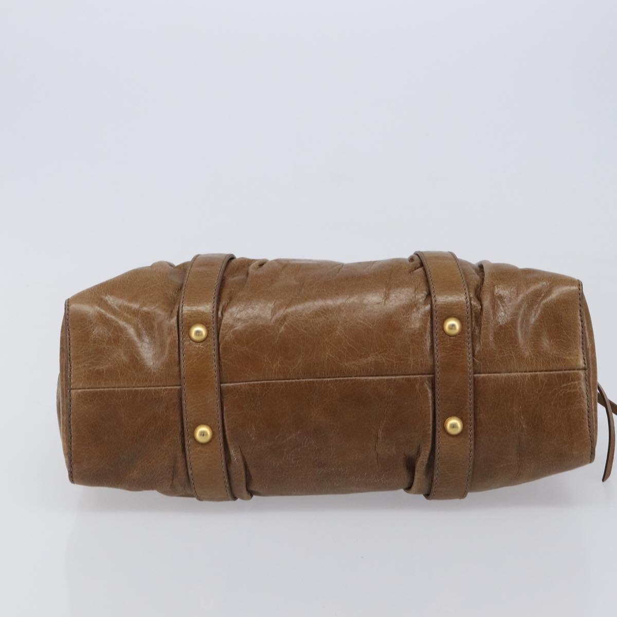 Miu Miu Hand Bag Vitellolux Brown Gold Auth 206002V