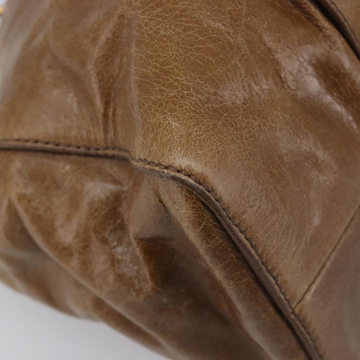 Miu Miu Hand Bag Vitellolux Brown Gold Auth 206002V