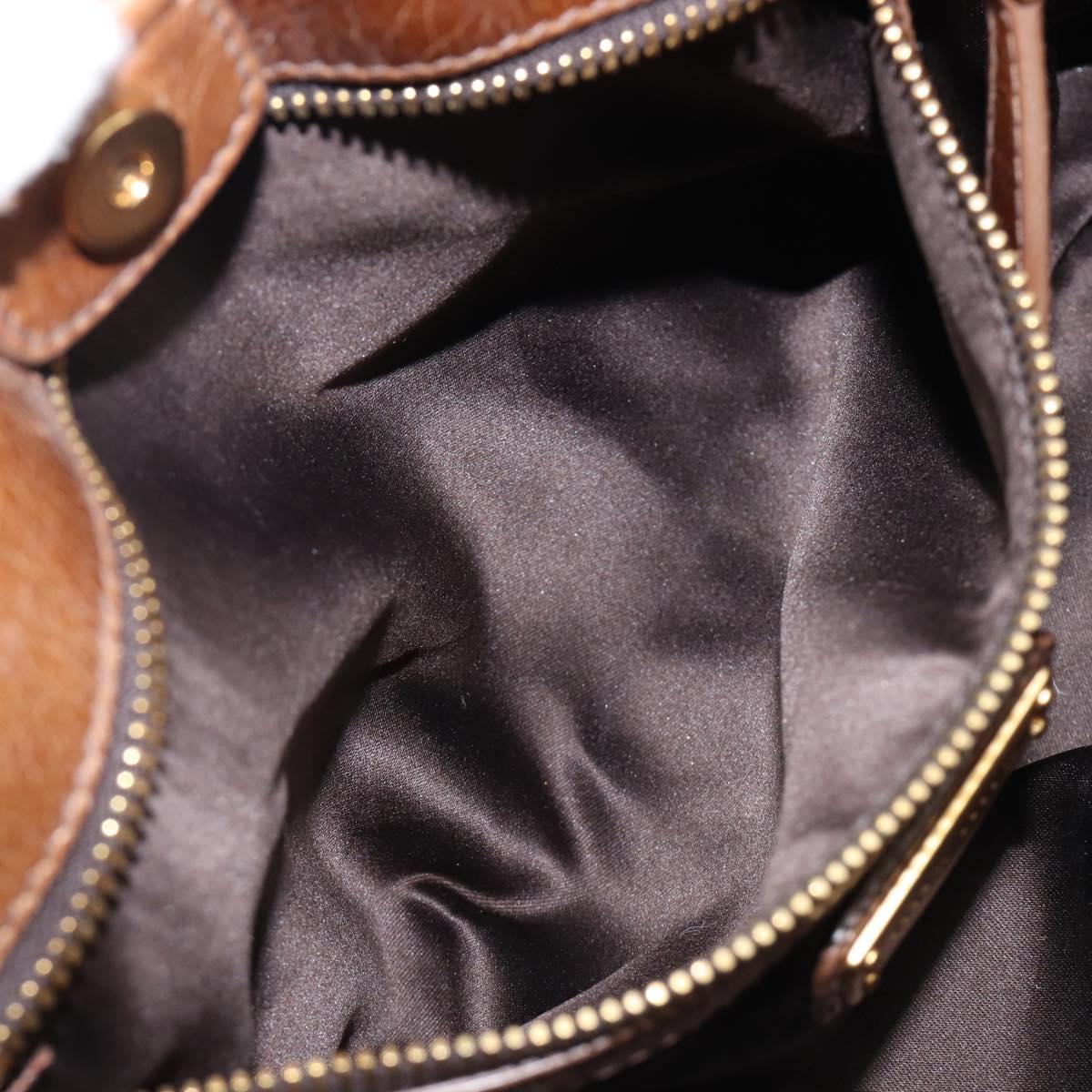 Miu Miu Hand Bag Vitellolux Brown Gold Auth 206002V