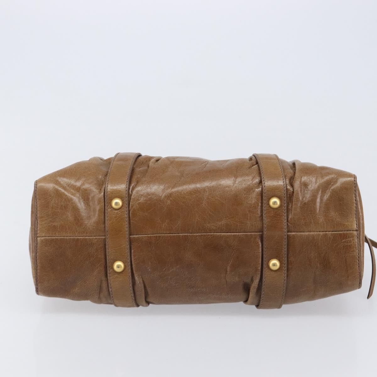 Miu Miu Hand Bag Vitellolux Brown Gold Auth 206002V