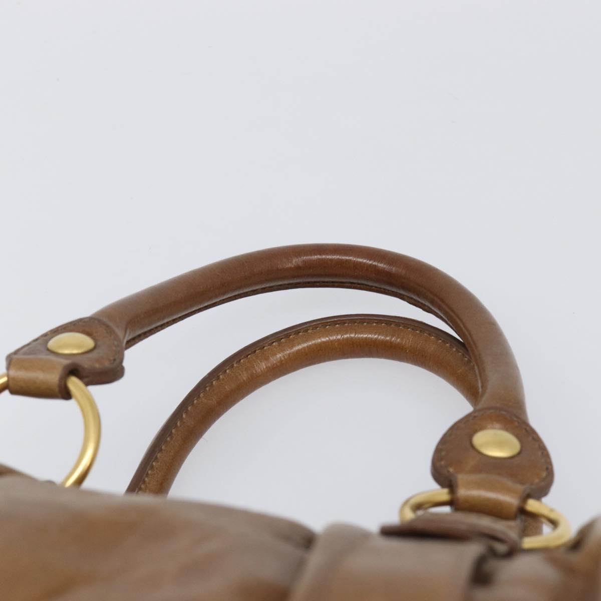 Miu Miu Hand Bag Vitellolux Brown Gold Auth 206002V