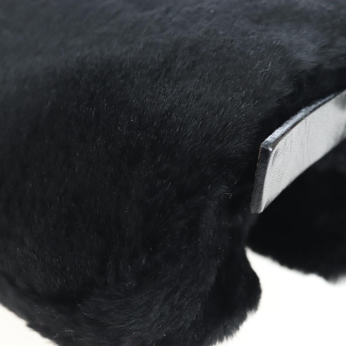 FENDI Mamma Baguette Shoulder Bag Fur Black Auth 206008SAM