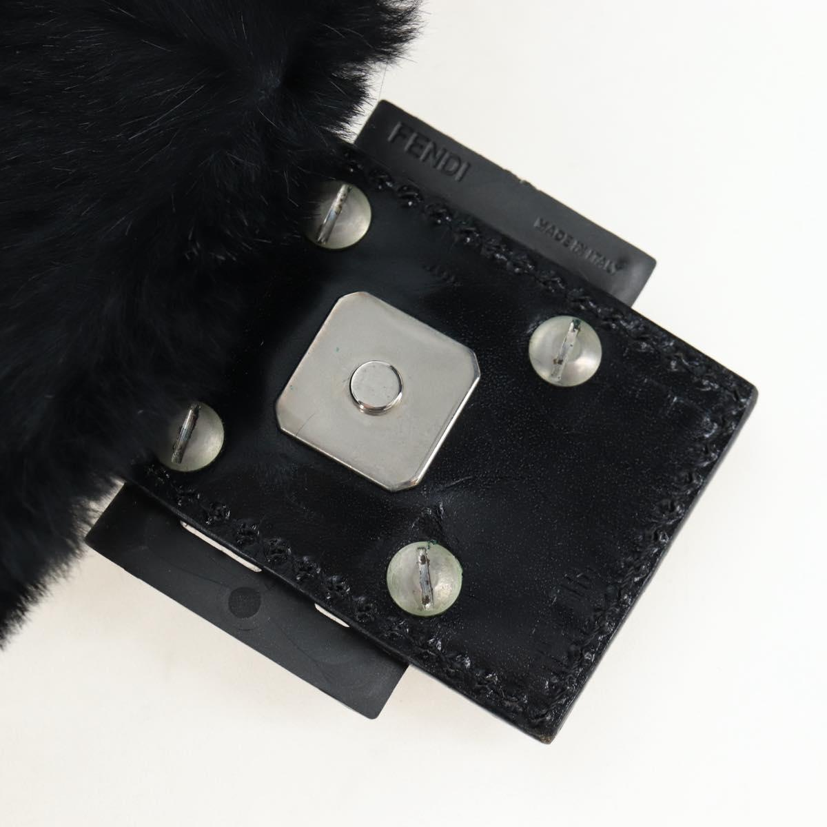 FENDI Mamma Baguette Shoulder Bag Fur Black Auth 206008SAM