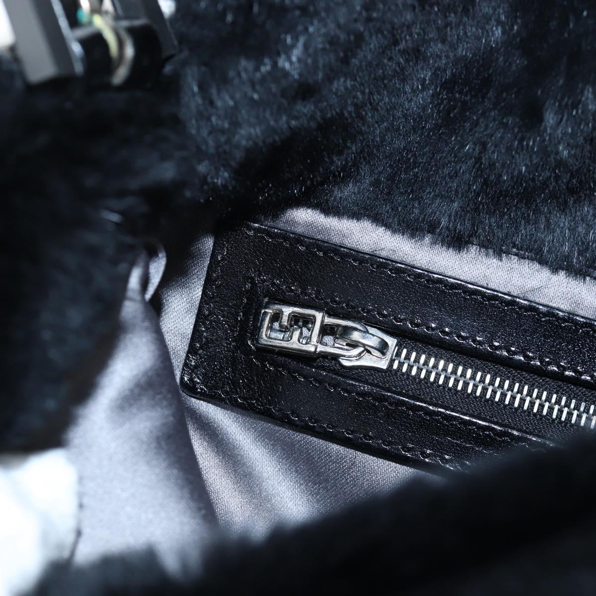 FENDI Mamma Baguette Shoulder Bag Fur Black Auth 206008SAM