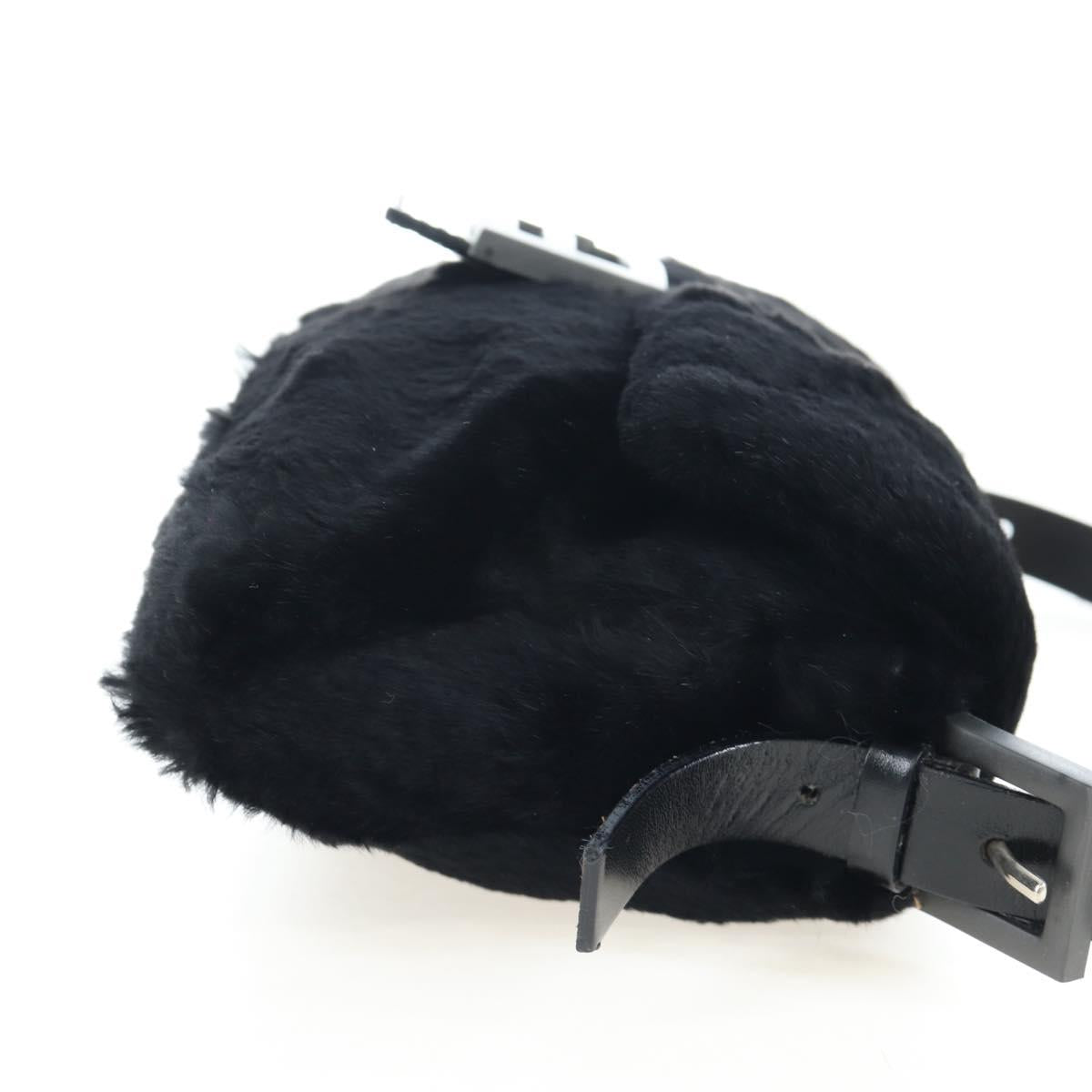 FENDI Mamma Baguette Shoulder Bag Fur Black Auth 206008SAM