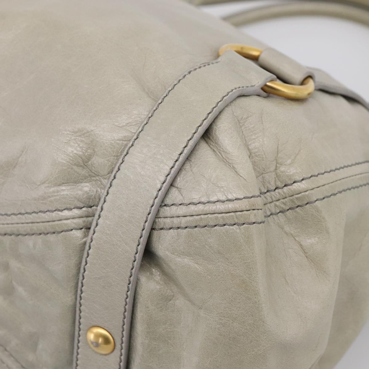 Miu Miu Tote Bag Vitellolux Gray Gold Auth 206009V