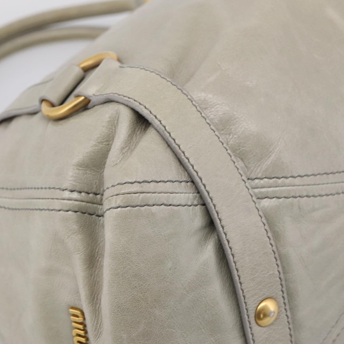 Miu Miu Tote Bag Vitellolux Gray Gold Auth 206009V