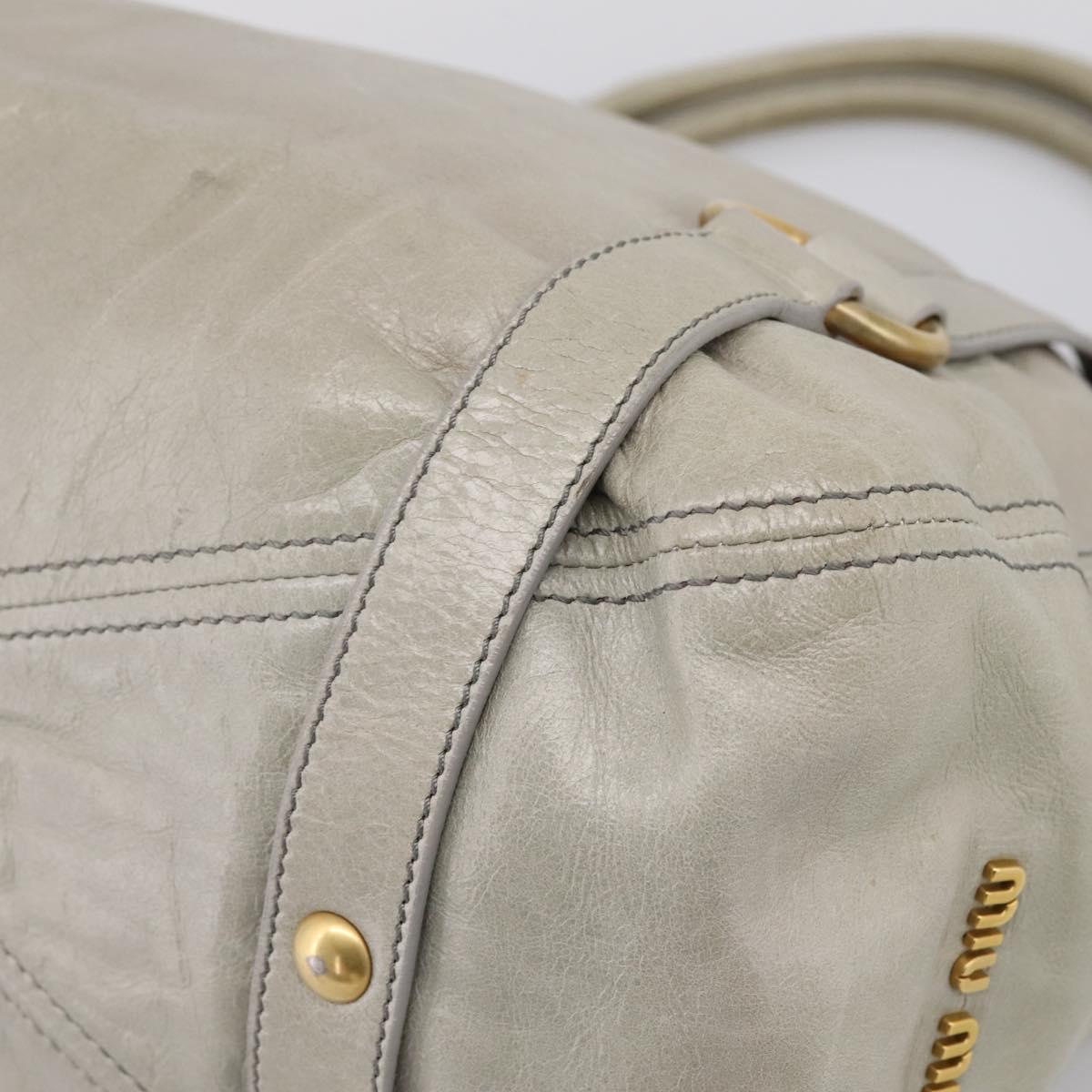 Miu Miu Tote Bag Vitellolux Gray Gold Auth 206009V