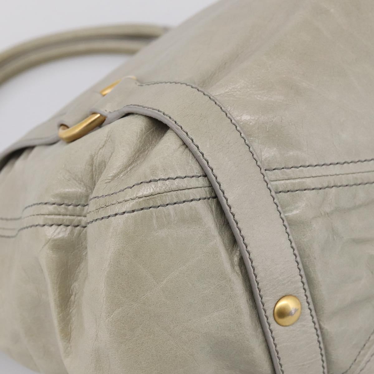 Miu Miu Tote Bag Vitellolux Gray Gold Auth 206009V